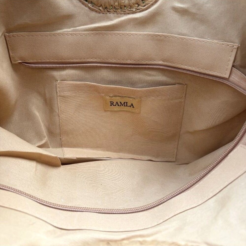 Ramla Bohemian Tan Hobo Straw Bag Half Moon Round Woven Women Handbag - Picture 4 of 4